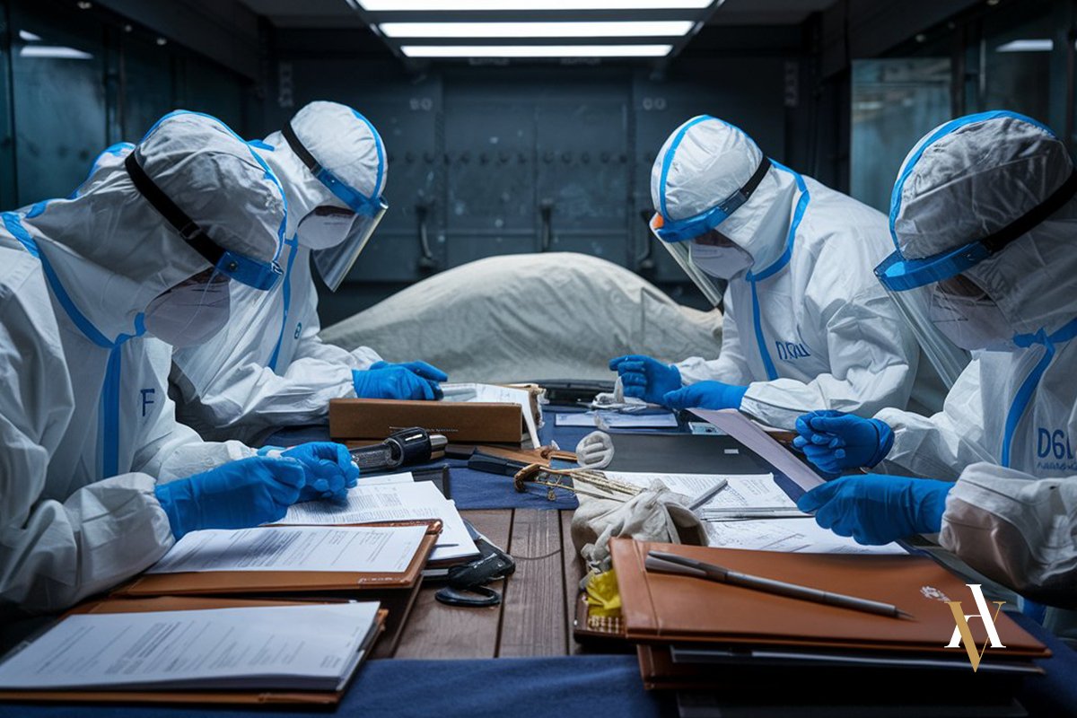 Equipo forense analizando un cádaver para saber la diferencia entre si fue homicidio o asesinato la causa de la muerte
