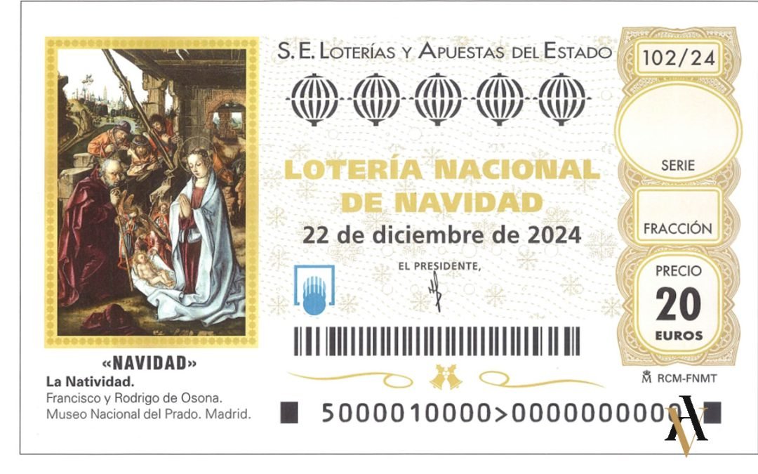 Boleto de lotería de navidad del año 2024 que se celebra el 22 de diciembre. No compartir un premio de loteria es delito de apropiacion indebida. Si tienes un Billete de lotería compartido ten cuidado con quedarte con el premio