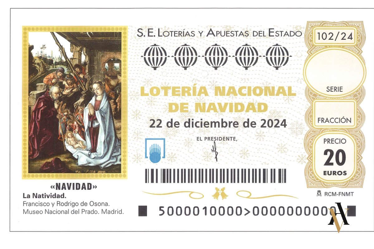 Boleto de lotería de navidad del año 2024 que se celebra el 22 de diciembre. No compartir un premio de loteria es delito de apropiacion indebida. Si tienes un Billete de lotería compartido ten cuidado con quedarte con el premio