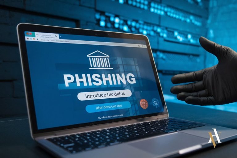 fotografia phishing en la que aparece una estafa informatica a traves de ordenador
