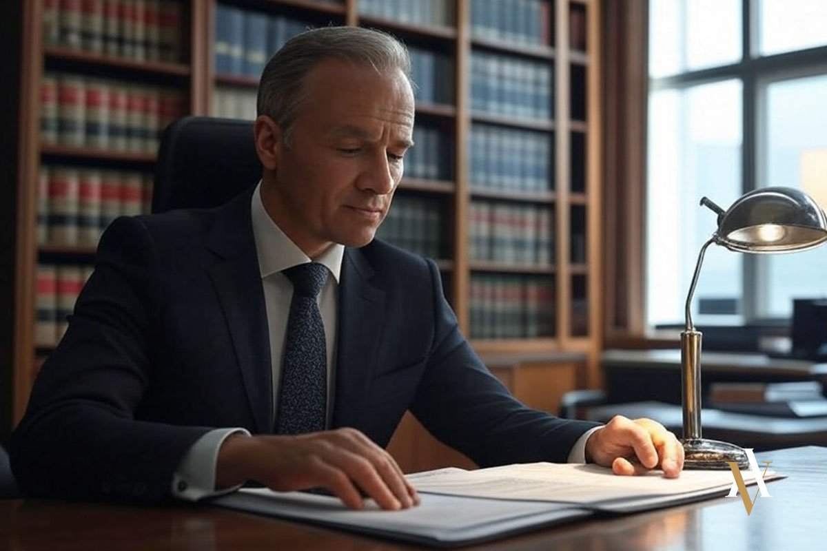 abogado experto en estafas repasando documentos