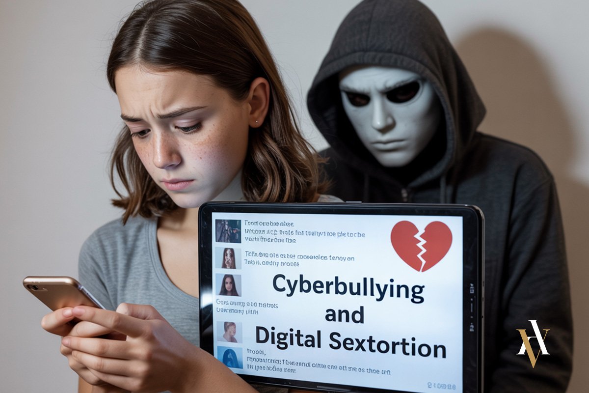 Víctima de ciberdelitos como el ciberacoso y la sextorsión digital, delitos informáticos cada vez más frecuentes entre menores en redes sociales.