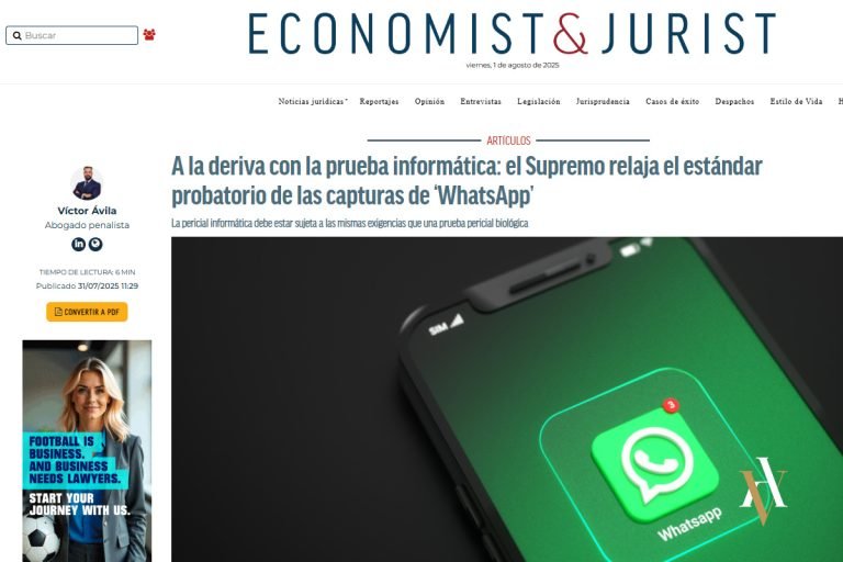 Artículo validez prueba informática por Víctor Ávila para Economist and Jurist