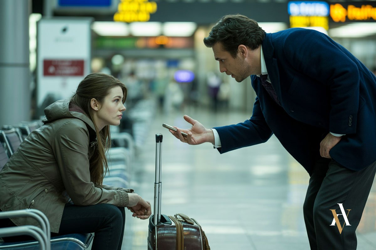 Captación chicas trata Situación típica de captación en delito de trata de seres humanos, con una víctima vulnerable en un aeropuerto. Imagen utilizada en artículos de abogado experto en trata y organizaciones criminales.