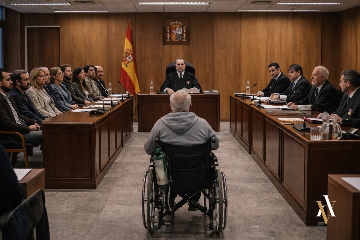Hombre en silla de ruedas forcejeando con un joven que intenta robarle una cadena en la calle Intento de robo a un anciano en silla de ruedas mediante tirón de cadena en el cuello en la vía pública, base del análisis de legítima defensa y miedo insuperable