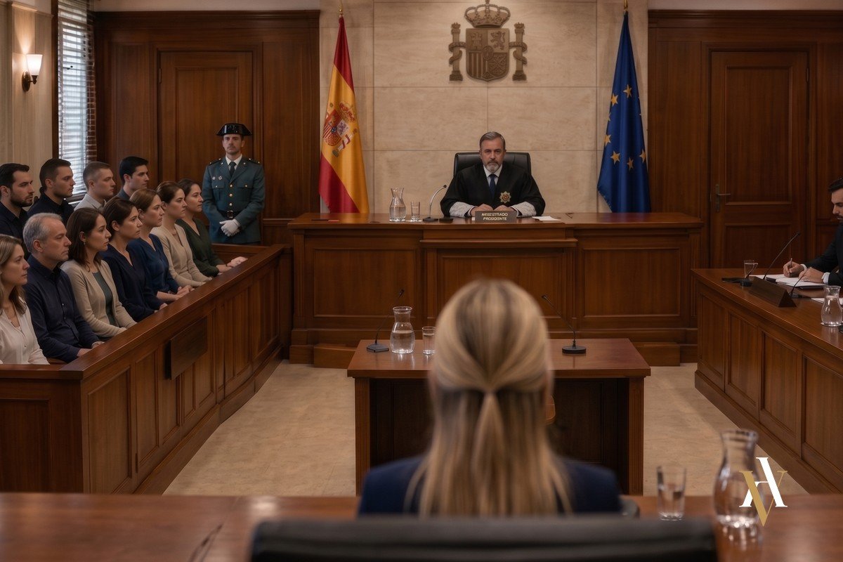 Sala del Tribunal del Jurado en España durante procesamiento penal