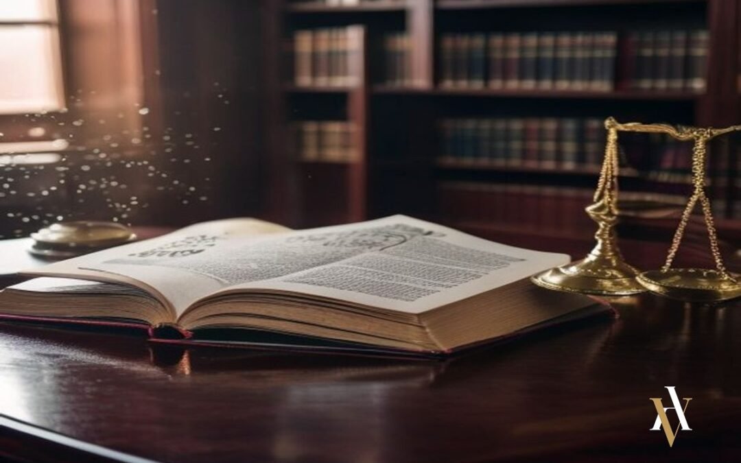 Codigo Penal espanol abierto sobre balanza de la justicia en despacho de abogados
