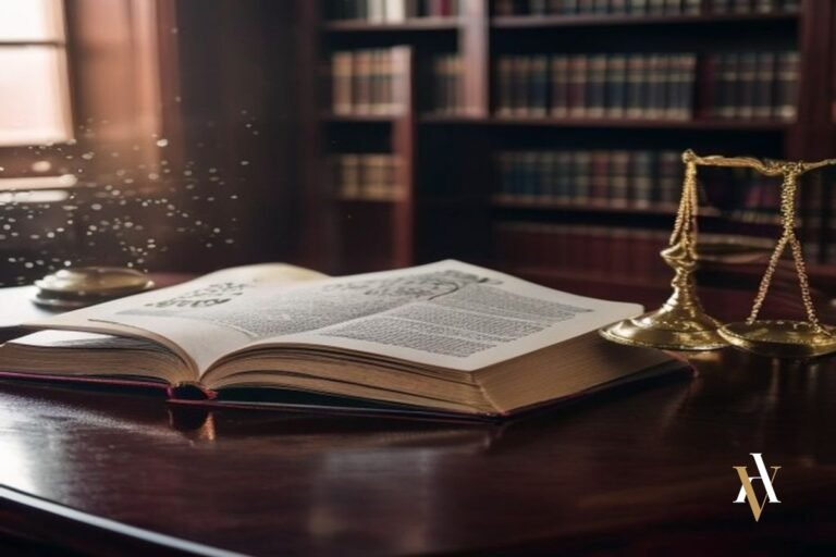 Codigo Penal espanol abierto sobre balanza de la justicia en despacho de abogados