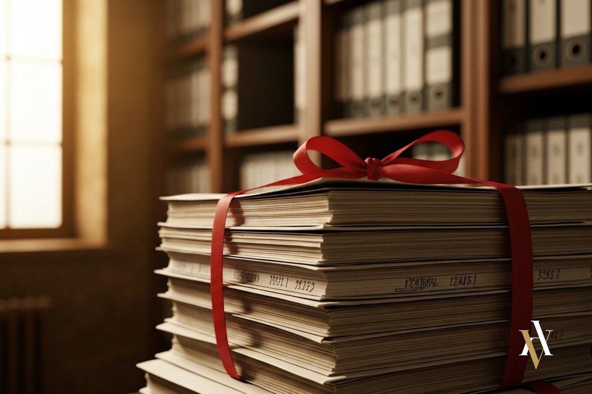 ¿Cuánto tarda una sentencia desde el juicio? Plazos legales y reales Expedientes judiciales apilados en archivo de juzgado espanol con cinta roja