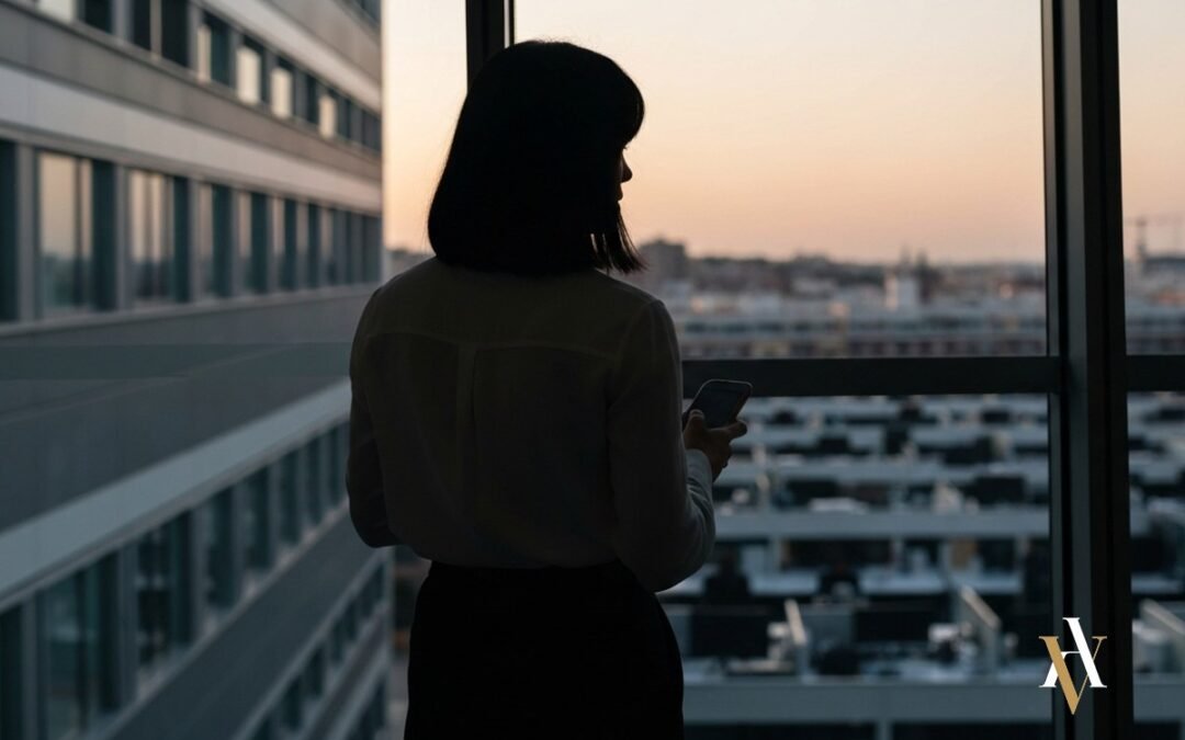Acoso sexual en el entorno laboral — silueta de trabajadora