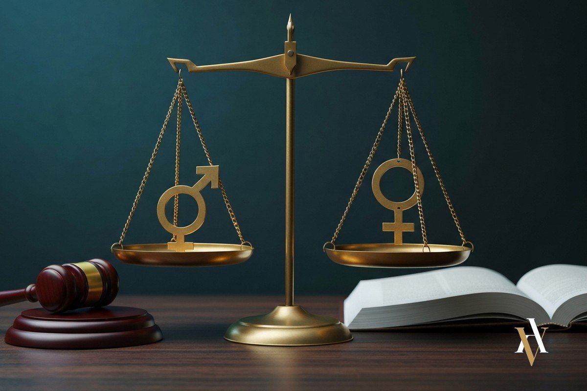balanza de la justicia simetrica con simbolo masculino y femenino codigo penal fraude de ley cambio de sexo violencia de genero