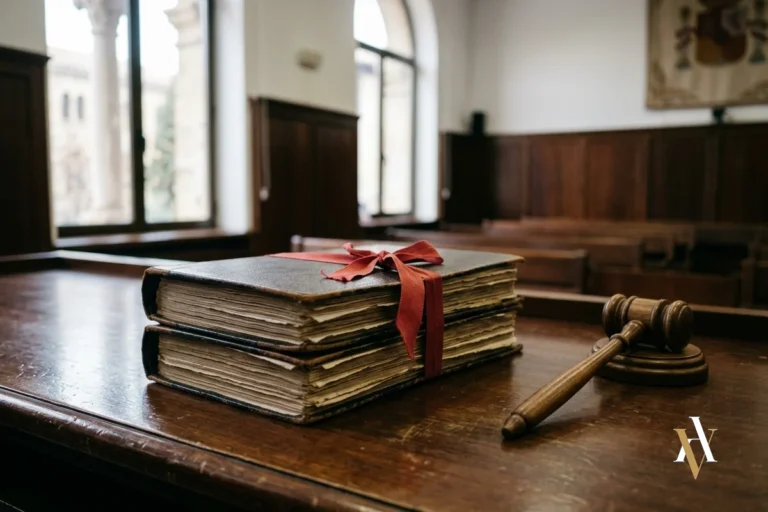 Dos expedientes judiciales unidos sobre la mesa de un tribunal: condena sin pena en el delito continuado